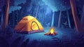 Enchanted Nighttime Camping Under Starlit Sky Royalty Free Stock Photo