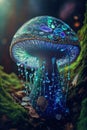 Enchanted Oasis: AI-Generated Deep Forest with Floral, Jellyfish, and Crystal Wonders Royalty Free Stock Photo