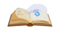 Enchanted Open Book with Radiant Gemstone and Lore, vector design Generative AI Royalty Free Stock Photo