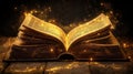 Enchanted Pages An Old Book Illuminated by Mystical Light Wisdom and Ancient Tales Unfolding Royalty Free Stock Photo