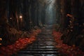 Enchanted Pathway in a Spooky Forest of Nightmares, Generative AI