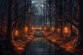 Enchanted Pathway in a Spooky Forest of Nightmares, Generative AI