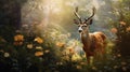 Enchanted Realism: A Deer Gracefully Roams Through Your Garden