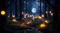 Enchanted Realm Mystical Glowing Forest in the Depths of the Night. created with Generative AI Royalty Free Stock Photo
