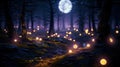 Enchanted Realm Mystical Glowing Forest in the Depths of the Night. created with Generative AI