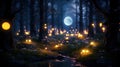 Enchanted Realm Mystical Glowing Forest in the Depths of the Night. created with Generative AI