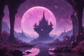 Enchanted Realm: Purple Fantasy Landscape with Castle