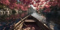 Enchanted River A Boat Journey Through Pink Blossom Tunnel Stunning Visuals Royalty Free Stock Photo