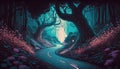 The Enchanted Road Through Mystic Fantasy. Generative AI