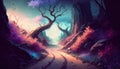 The Enchanted Road Through Mystic Fantasy. Generative AI