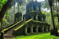 Enchanted Ruins In Lush Forest: A Gathering Place For Palm Spirits