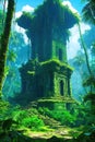 Enchanted Ruins In Lush Forest: A Gathering Place For Palm Spirits