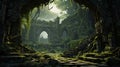 Enchanted Ruins: A Mystical Gathering Of Ancient Lily Spirits In A Lush Forest