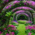 1089 Enchanted Secret Garden: A mystical and enchanting background featuring an enchanted secret garden with blooming flowers, w