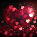 Enchanted Shadows: Dark Valentine's Day Background with Heart Flowers and Bokeh Highlights