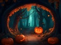 Enchanted Shadows: Halloween in the Magical Forest Royalty Free Stock Photo