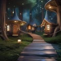 An enchanted, starlit forest where each tree houses a different nocturnal wonder1