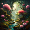 Enchanted Stream: A Fairy Tale Wonderland Royalty Free Stock Photo