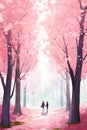 Enchanted Stroll: A Romantic Journey Through the Pink Forest