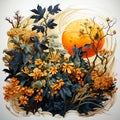 An Enchanted Terrace: A Graphic, Warm-Colored Sculpture of Moon