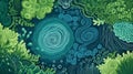 Enchanted Underwater Garden: Spirals and Organic Shapes in Green and Blue Hues Royalty Free Stock Photo