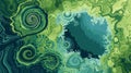 Enchanted Underwater Garden: Spirals and Organic Shapes in Green and Blue Hues Royalty Free Stock Photo