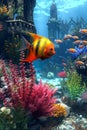 Enchanted Underwater Scene with Colorful Tropical Fish and Vibrant Coral Reef in Crystal Clear Ocean Waters Royalty Free Stock Photo