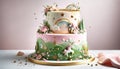 Enchanted Unicorn Fantasy Cake with Whimsical Fairy Tale Elements