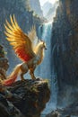 Enchanted Unicorns of Avalon The Majestic Flight Over the Whispering Falls Royalty Free Stock Photo