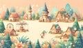 Enchanted Village with Fairytale Architecture and Pastel Nature