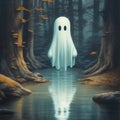 Enchanted Whispers: Kawaii Ghost in the Twilight Forest