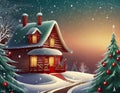 Enchanted winter cottage on christmas eve Royalty Free Stock Photo
