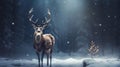 Enchanted Winter Deer in Snowy Forest. Generative ai