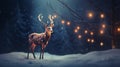 Enchanted Winter Deer in Snowy Forest. Generative ai