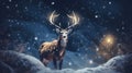 Enchanted Winter Deer in Snowy Forest. Generative ai