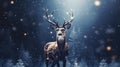 Enchanted Winter Deer in Snowy Forest. Generative ai