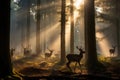 Enchanted Woodland: Majestic Deer in Golden Light.