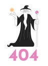 Enchanter doing magic tricks black white error 404 flash message