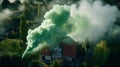 Emerald Suburbia: Aerial Perspective with Mystical Green Emanations