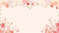 Soft valentine frame with hearts and blossoms