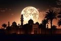 Enchanting Arabian Nights: Mosque and Lamp in the Desert. Generative AI