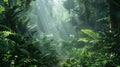 Lush Green Ferns Bathed in Sunlight in a Tranquil Forest Setting, Perfect for Nature and Wellness Themes. Generative Ai Royalty Free Stock Photo