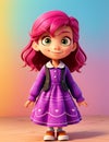 Lovely Artistic Portrait: Pink-Haired Girl in Purple Dress Royalty Free Stock Photo