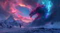 Enchanting Aurora Borealis Illuminates Fantasy Creatures Escape from Extortion Plot in Vibrant and Intense Scene