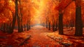 Enchanting autumn forest ablaze with vibrant red. Ai Generated.NO.02