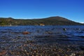 Enchanting autumn lake scene in san martin de los andes and lolog lake views. Colorful autumn scene of the andes