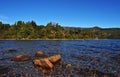 Enchanting autumn lake scene in san martin de los andes and lolog lake views. Colorful autumn scene of the andes