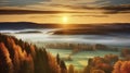 The Enchanting Autumn Landscape of Forests Awakened by Sunrise