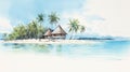 Enchanting Beachfront Scene From The Maldives In Hayao Miyazaki\'s Style