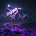 The Enchanting Beauty of Japan\'s Snowy Mountains Illuminated by Purple Lights